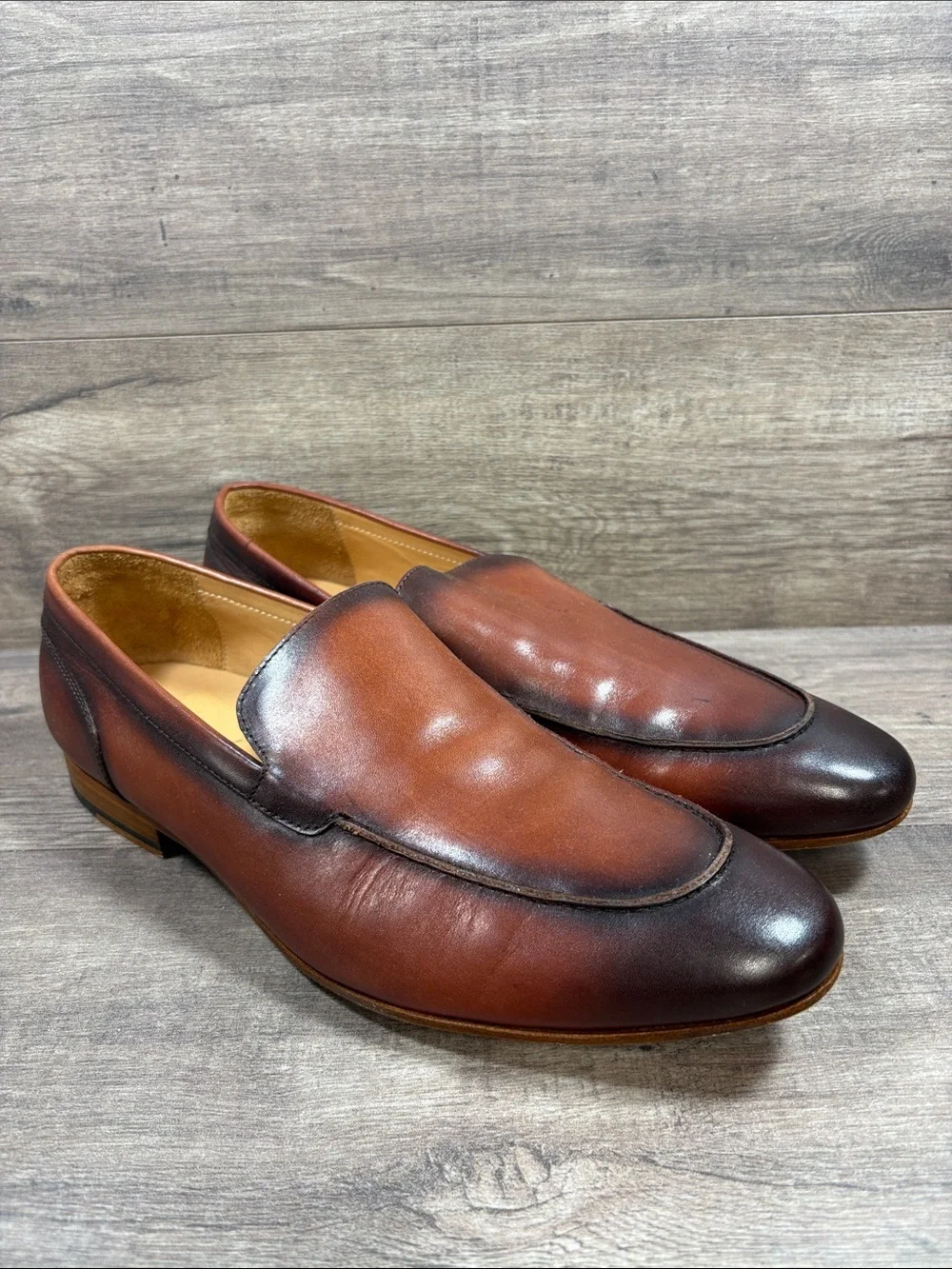 Curatore Venetian Loafers Brown Burnished Leather Mens Size 10